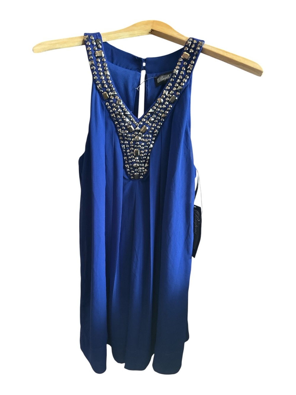 Embellished Royal Blue Sleeveless Tunic Dress Glam Evening NWT Women’s Size 4